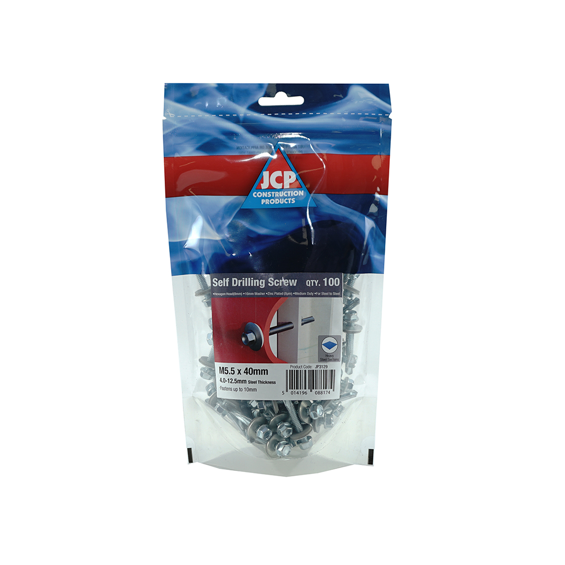 METALFIX SELF DRILLING SCREWS WITH 16MM WASHER BZP