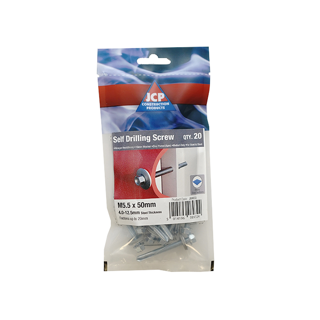 METALFIX SELF DRILLING SCREWS WITH 16MM WASHER BZP